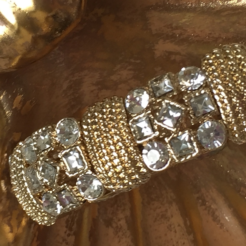 VINTAGE MONET Rhinestone Stretch Bracelet - Picture 2 of 5